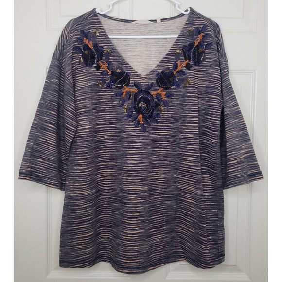 Soft Surroundings Mangata Tunic Medium Embroidered Sequin Beaded Top - Picture 2 of 11